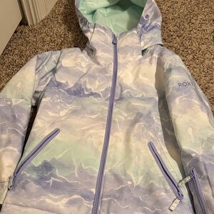 Roxy Blue and White Patterned Ski Jacket